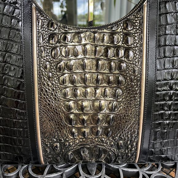 Brahmin Tabitha Sarastro Onyx Croc Embossed Leather Shoulder Bag New! - Picture 5 of 9